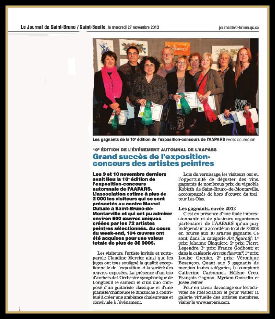 AAPARS Le journal de Saint-Bruno Saint-Basile 27 nov 2013